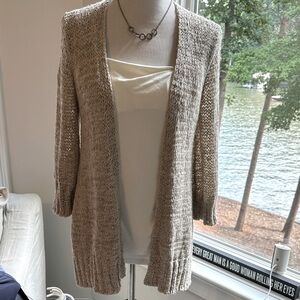 Eileen Fisher Linen Blend Open Cardigan with 3/4 Sleeves, Size S/P, Like New